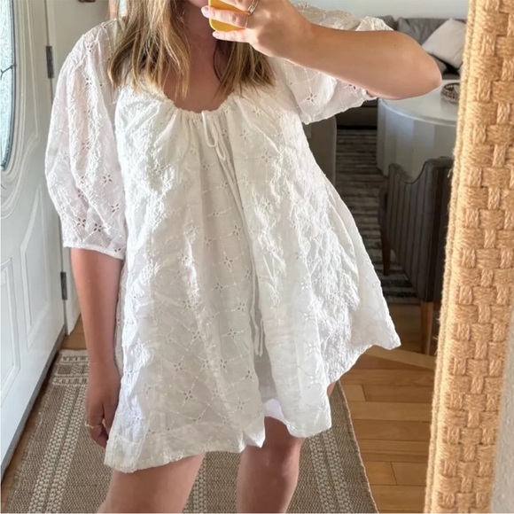 NWOT Free People Bop Around Romper White Embroidered Coverup - Picture 14 of 16